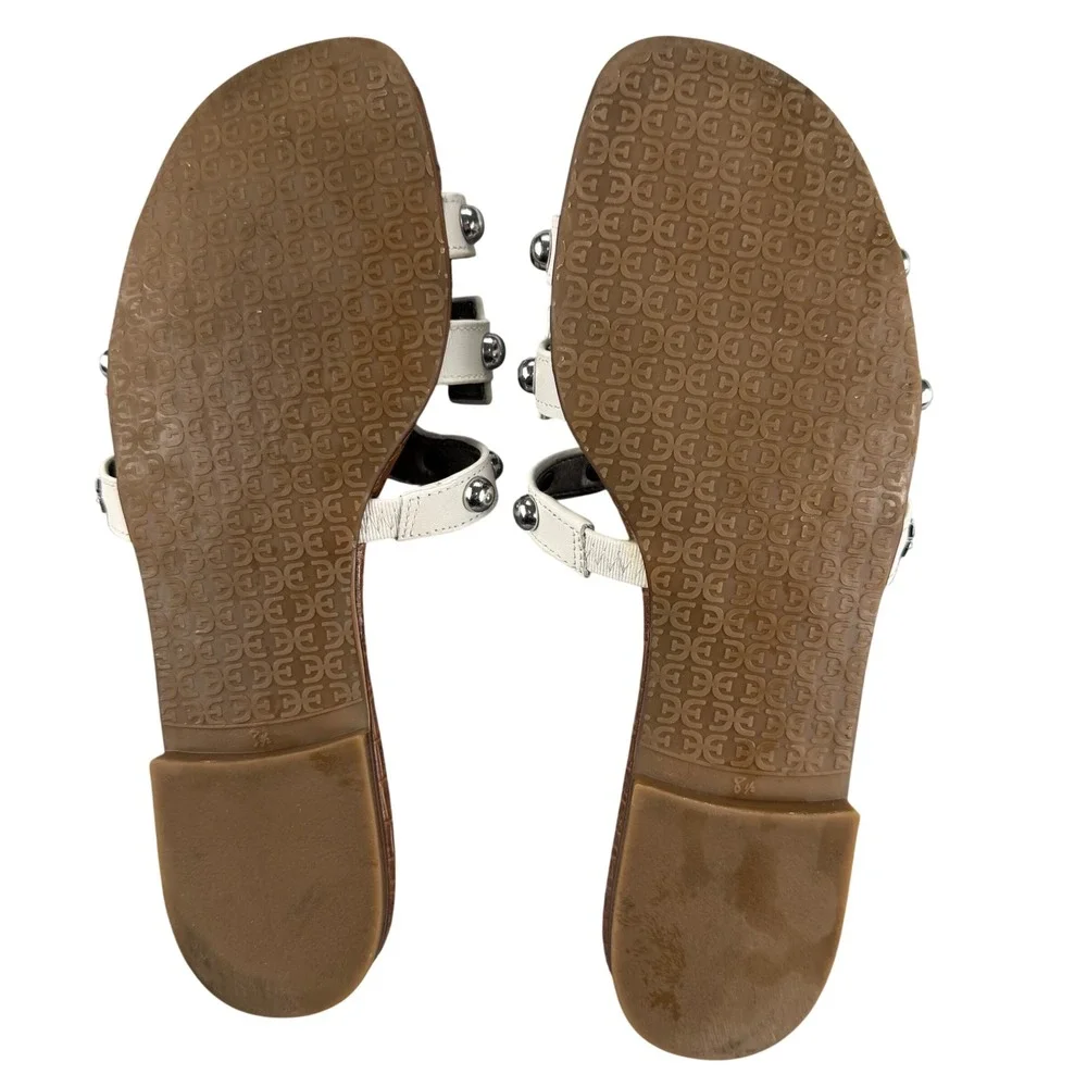 Sam Edelman Bay Studded Slide Sandals White Saddle Croc Embossed Leather 8.5